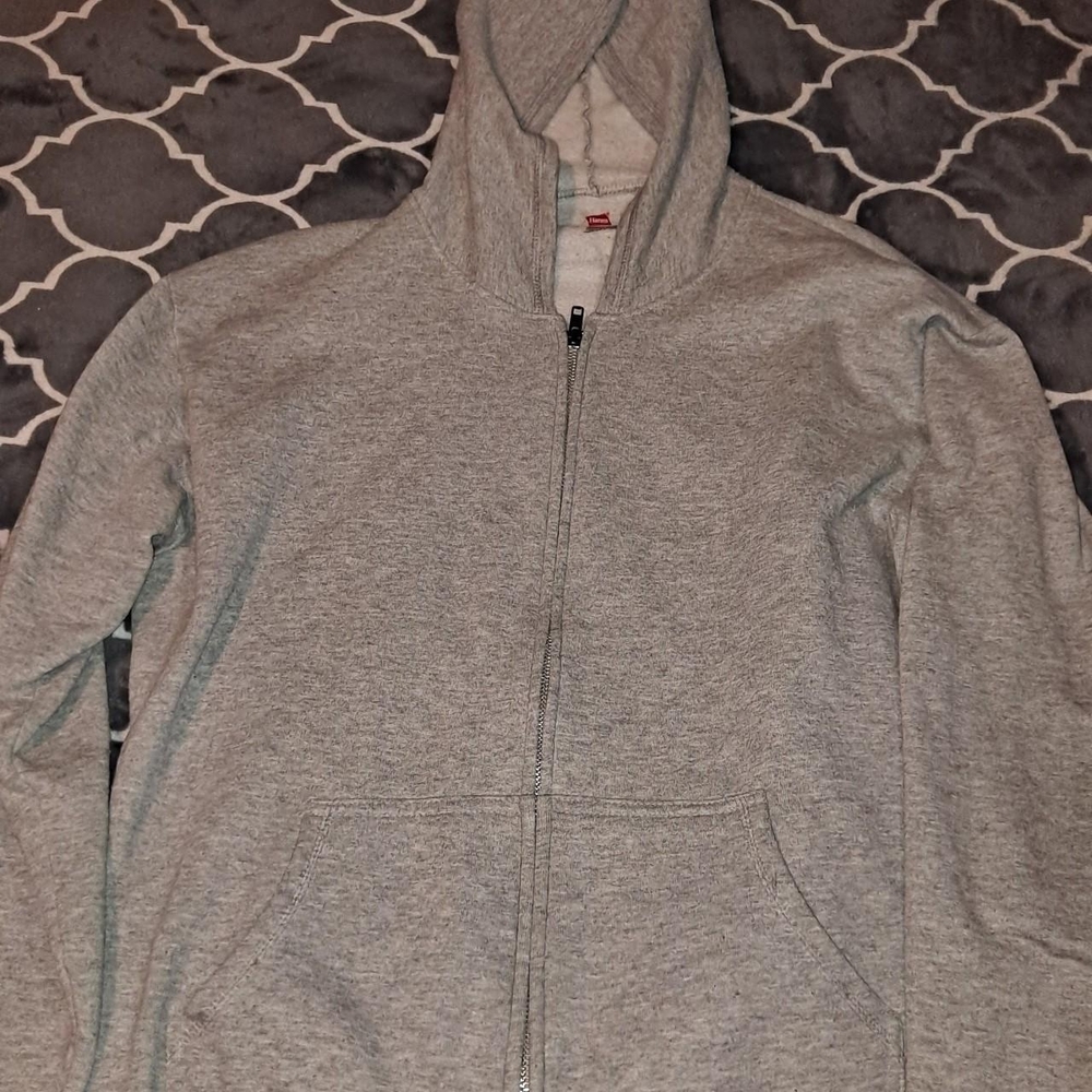 Hanes Heather Gray Zip-Up Hoodie